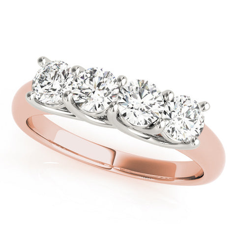 Rose gold Four-Stone Round Diamond Prong-Set White Gold Band