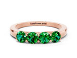 Rose gold Four-Stone Round Emerald Prong-Set Band_18