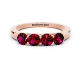 Rose gold Four-Stone Round Garnet Prong-Set Band_18