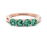 Rose gold Four-Stone Round Green Sapphire Prong-Set Band_18