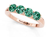 Rose gold Four-Stone Round Green Sapphire Prong-Set Band_19