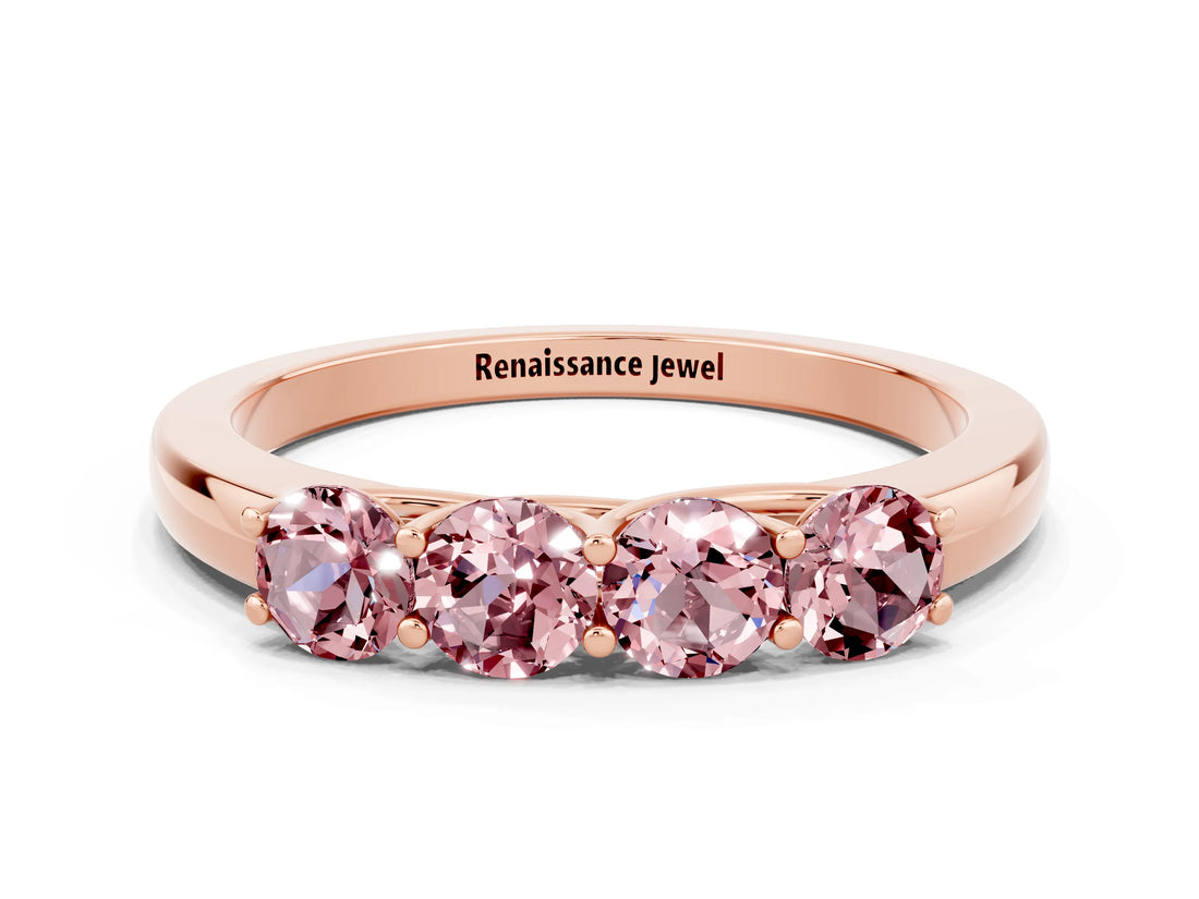 Rose gold Four-Stone Round Morganite Prong-Set Band_18