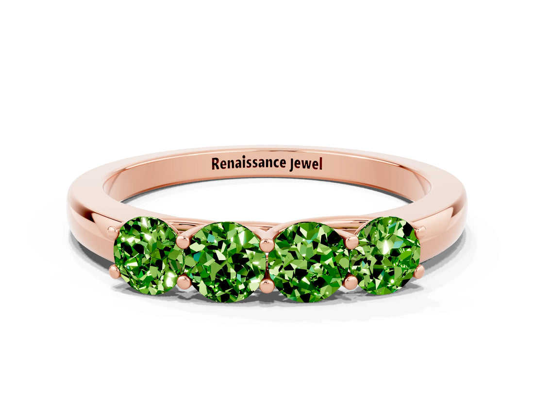 Rose gold Four-Stone Round Peridot Prong-Set Band_18