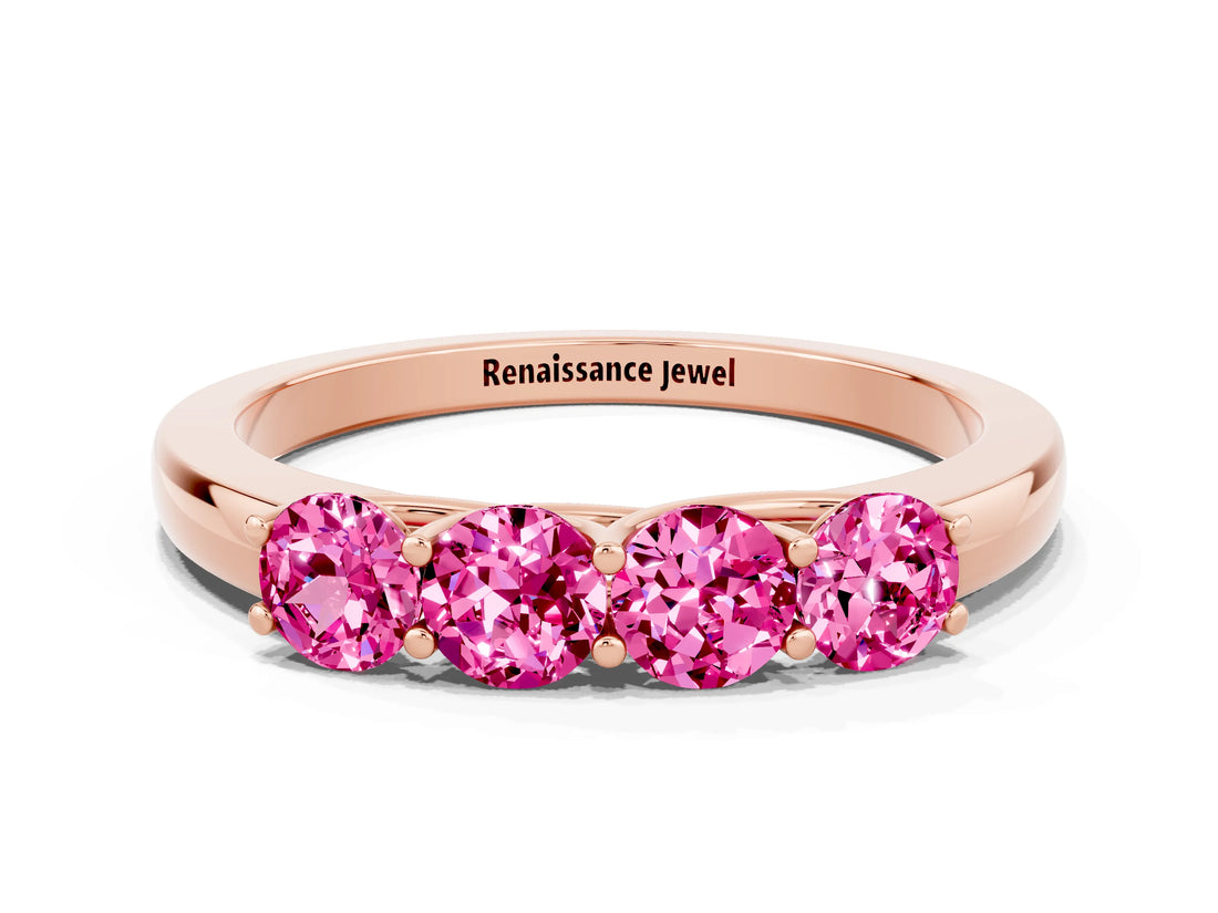 Rose gold Four-Stone Round Pink Sapphire Prong-Set Band_18