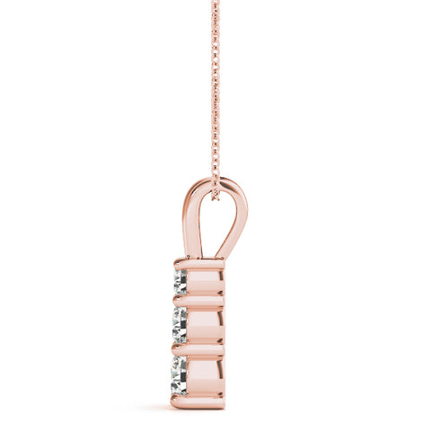 Rose gold Four-Stone Round Prong-Set Diamond Pendant 2