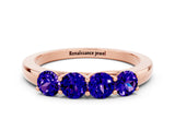 Rose gold Four-Stone Round Tanzanite Prong-Set Band_18