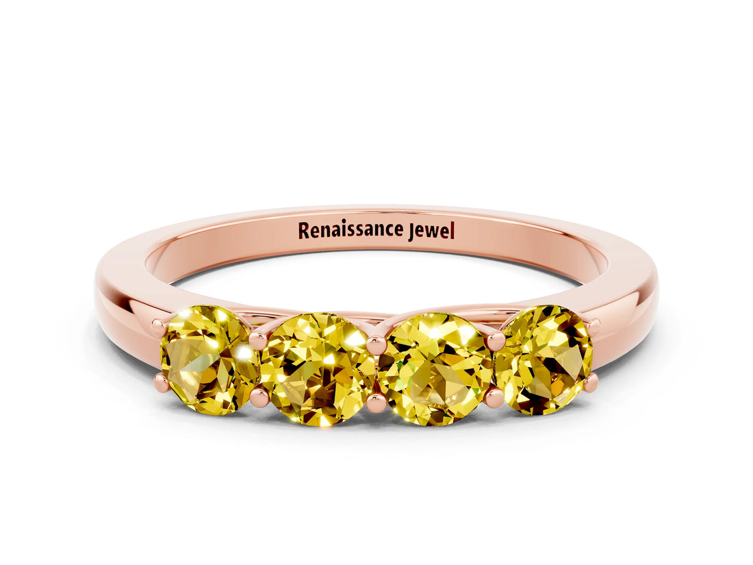 Rose gold Four-Stone Round Yellow Sapphire Prong-Set Band_18