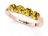 Rose gold Four-Stone Round Yellow Sapphire Prong-Set Band_19
