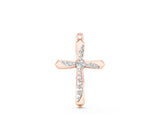 Rose gold Gold Cross Pendant with Round Cut Stones and Prong Setting_29