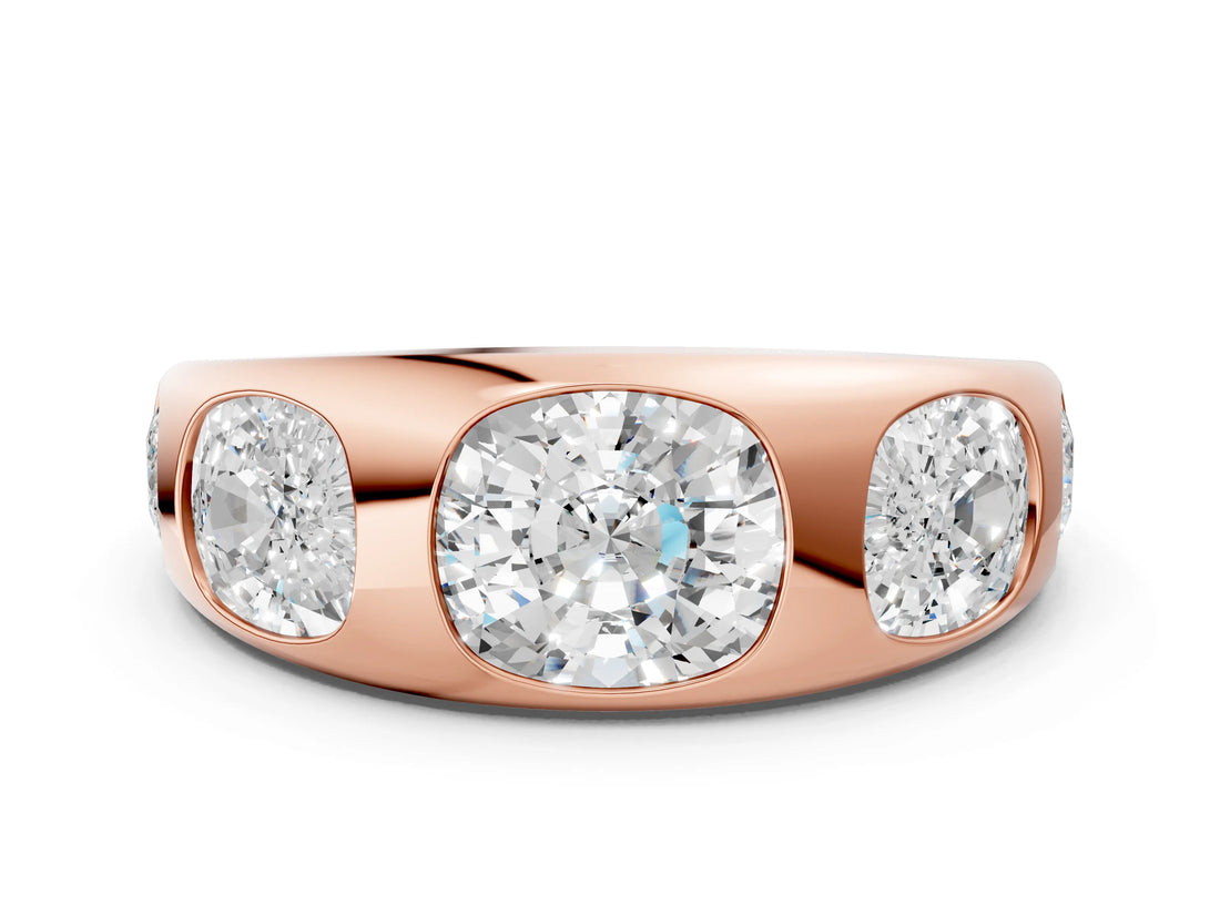 Rose gold Graduated Cushion Diamond Five-Stone Mens Band
