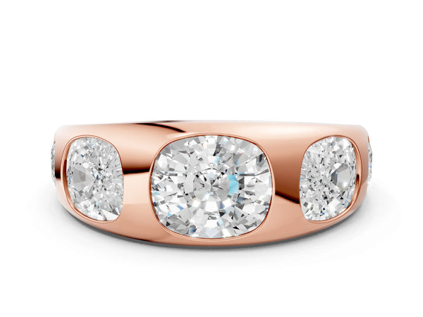 Rose gold Graduated Cushion Diamond Five-Stone Mens Band