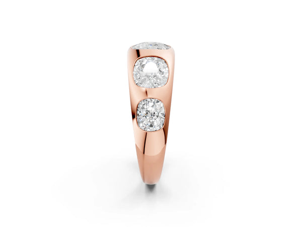 Rose gold Graduated Cushion Diamond Five-Stone Mens Band