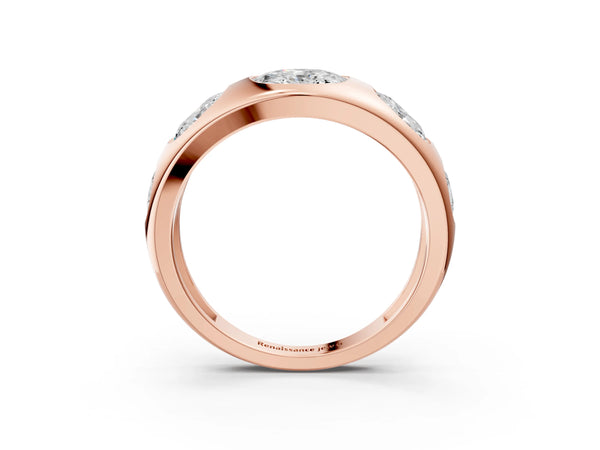 Rose gold Graduated Cushion Diamond Five-Stone Mens Band