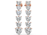 Rose gold Graduated Heart Diamond Linear Drop Earrings