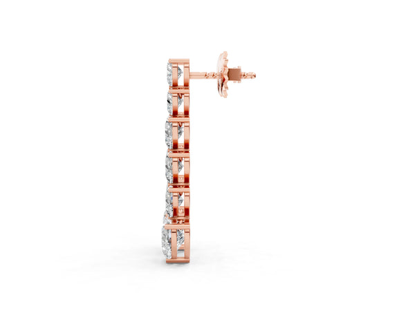 Rose gold Graduated Heart Diamond Linear Drop Earrings
