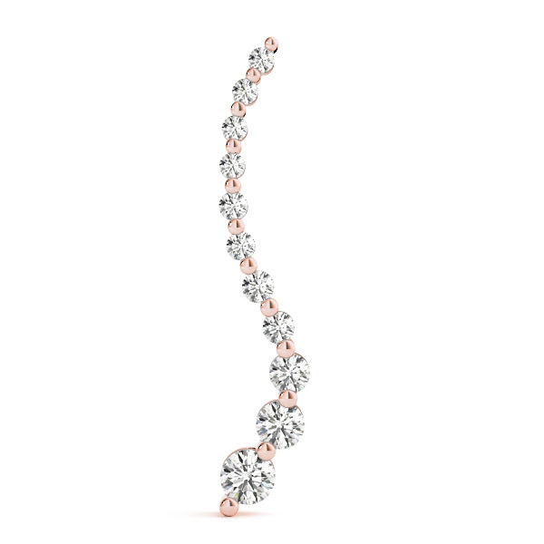Rose gold Graduated Round Diamond Curved Bar Pendant with Prong Setting