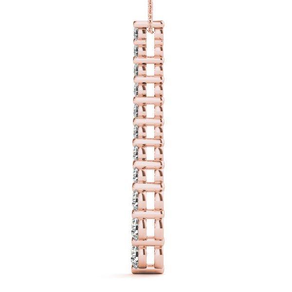 Rose gold Graduated Round Diamond Curved Bar Pendant with Prong Setting