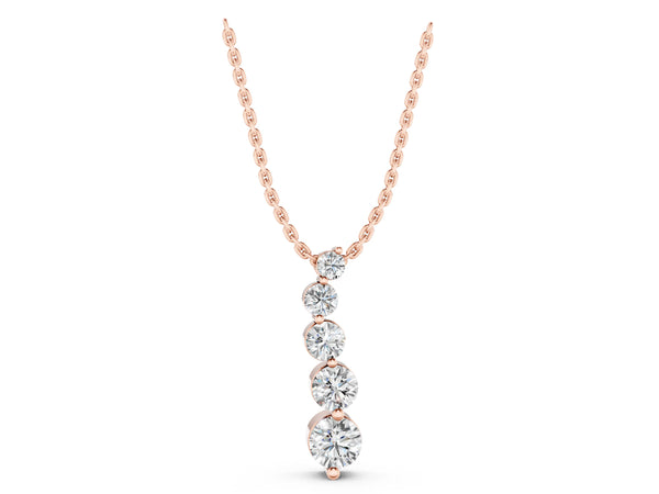 Rose gold Graduated Round Diamond Prong Set Pendant