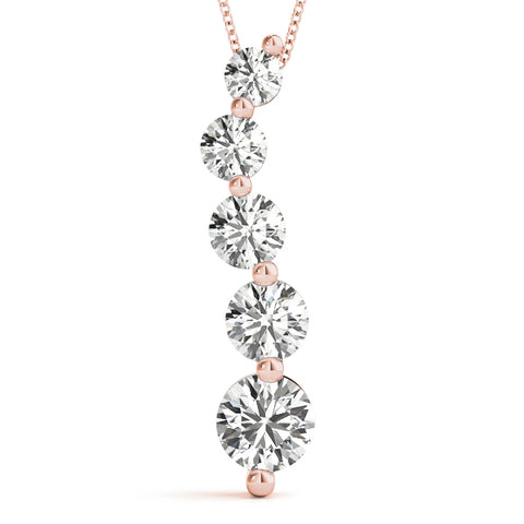 Rose gold Graduated Round Diamond Prong Set Pendant