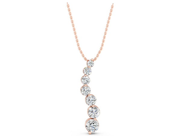 Rose gold Graduated Round Prong-Set Diamond Pendant