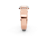 Rose gold Half-Bezel Emerald Cut Diamond Mens Ring with Channel-Set Round Shoulders_2
