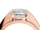 Rose gold Half-Bezel Emerald Cut Diamond Mens Ring with Channel-Set Round Shoulders_4