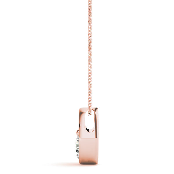 Rose gold Half Bezel Round Cut Diamond Pendant 2