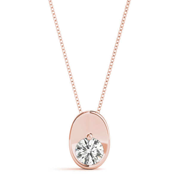 Rose gold Half Bezel Round Cut Diamond Pendant
