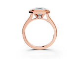 Rose gold Halo Asscher-Cut Diamond Pave Band Milgrain Prong Setting Ring_44