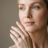 Rose gold Halo Cushion Cut Diamond Milgrain Band with Four-Prong Setting_4