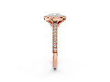 Rose gold Halo Cushion-Cut Diamond Pave Band Milgrain Prong Setting Ring_51