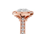 Rose gold Halo Cushion-Cut Diamond Pave Band Milgrain Prong Setting Ring_54