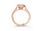 Rose gold Halo Emerald-Cut Diamond Pave Band Milgrain Prong Setting Ring_48