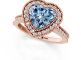 Rose gold Halo Fancy Blue Heart -Cut Diamond Pave Band Milgrain Prong Setting Ring_57
