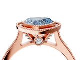 Rose gold Halo Fancy Blue Heart -Cut Diamond Pave Band Milgrain Prong Setting Ring_60
