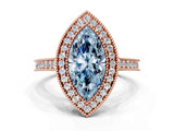 Rose gold Halo Fancy Blue Marquise -Cut Diamond Pave Band Milgrain Prong Setting Ring_55