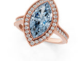Rose gold Halo Fancy Blue Marquise -Cut Diamond Pave Band Milgrain Prong Setting Ring_56