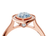 Rose gold Halo Fancy Blue Marquise -Cut Diamond Pave Band Milgrain Prong Setting Ring_59