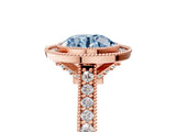 Rose gold Halo Fancy Blue Round -Cut Diamond Pave Band Milgrain Prong Setting Ring_60