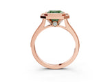 Rose gold Halo Fancy Green Asscher -Cut Diamond Pave Band Milgrain Prong Setting Ring_82