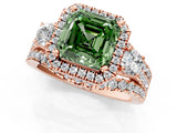 Rose gold Halo Fancy Green Asscher Cut Cut Split Shank Diamond Ring with Four-Prong Setting_1