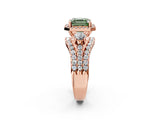 Rose gold Halo Fancy Green Asscher Cut Cut Split Shank Diamond Ring with Four-Prong Setting_2