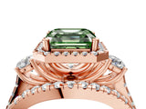 Rose gold Halo Fancy Green Asscher Cut Cut Split Shank Diamond Ring with Four-Prong Setting_4