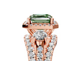 Rose gold Halo Fancy Green Asscher Cut Cut Split Shank Diamond Ring with Four-Prong Setting_5