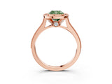 Rose gold Halo Fancy Green Cushion -Cut Diamond Pave Band Milgrain Prong Setting Ring_58