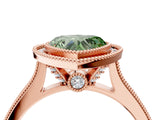 Rose gold Halo Fancy Green Heart -Cut Diamond Pave Band Milgrain Prong Setting Ring_39