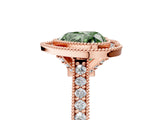 Rose gold Halo Fancy Green Heart -Cut Diamond Pave Band Milgrain Prong Setting Ring_40