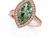 Rose gold Halo Fancy Green Marquise -Cut Diamond Pave Band Milgrain Prong Setting Ring_55