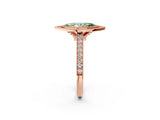 Rose gold Halo Fancy Green Marquise -Cut Diamond Pave Band Milgrain Prong Setting Ring_56