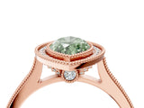 Rose gold Halo Fancy Green Marquise -Cut Diamond Pave Band Milgrain Prong Setting Ring_58